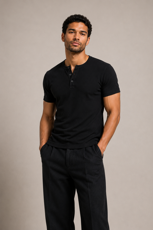 Henley FORM. Noir — Vue frontale